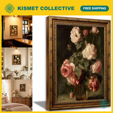 Vintage Floral Still Life Wall Art - Rose Gold Framed Decor 11x9 Inches picture