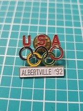VTG 1992 Albertville Olympic Games Olympics Team Usa Gold Tone Lapel Pin picture