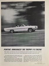 1961 Print Ad Pontiac Convertible with Trophy V8 Engine Hydra-Matic Transmission picture