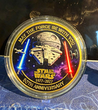 Star Wars 50th Anniversary 1977-2027 Coin/Medallion Darth Vader 2027 picture