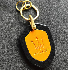 Maserati Handcrafted Genuine Leather Logo Keychain Keyring (Customizable Colors) picture
