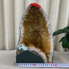 15.7LB Natural citrine geode quartz cluster crystal Cathedrals specimen Healing picture