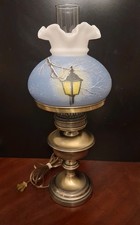 Vintage Fenton Art Glass Electric Hurricane Box: 9308 FS Christmas Lamp picture