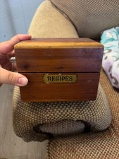 Wooden Recipe Box Set-Vintage Pine Recipe Box Includes 100 vintage recipes picture