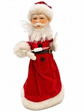 VTG Lighted Santa Clause Rubber Face Christmas Figure Red Velvet Not Working picture