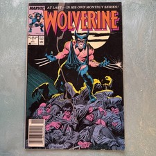 Wolverine #1 NEWSSTAND VARIANT from 1988 - 1st Appearance of Patch    High Grade picture