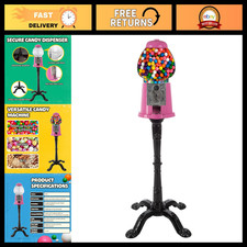 Vintage Style Gumball Machine with Stand & Coin Bank - Pink 15