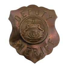 Antique Pennsylvania Deputy Sheriff Badge Repaired Copper Shield Obsolete  picture