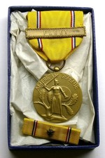 1946 WW II American Defense Medal Set in BOX with FLEET Bar and Star picture