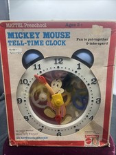 Vintage Walt Disney Mickey Mouse Tell-Time Clock W/ Key Box Hong Kong Works picture