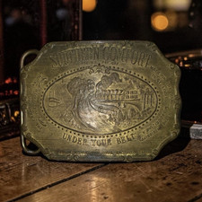 Vintage 1970’s Southern Comfort Silversmith’s Co Belt Buckle Minted Brass  picture