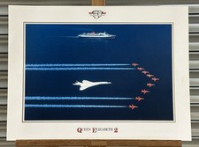 British Airways Concorde, QE2 & Red Arrows Poster 150 Years of Cunard 1840-1990 picture