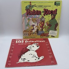 1973 Robin Hood Story Book #3810 Disney Vinyl LP w/ All Pages & 101 Dalmatians picture