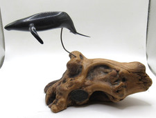 Vintage John Perry Black Whale Sculpture on Burlwood picture