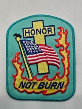 Vintage HONOR NOT BURN Iron On Patch Patriotic Celebration Military Flag picture