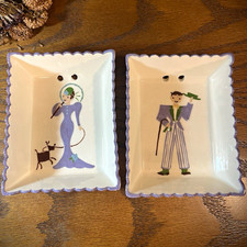 Vintage set of MCM rectangular ceramic trays wall plaques California Cleminsons picture