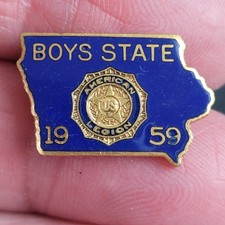 Vintage 1959 Iowa Boys State American Legion Lapel Pin Blue Enamel Gold Tone picture