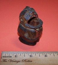 Vintage ANRI Carved Wood Fat Man Toothpick Holder picture