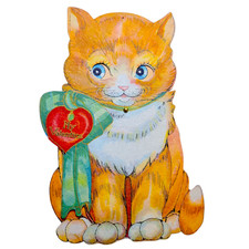 Vintage Antique Cat Mechanical Movable Valentine Card HALLMARK Early 1930s picture