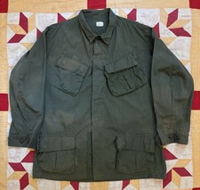 Vintage 60s US Army Jungle Jacket 4th Pattern Ripstop Large Long Vietnam AS IS picture