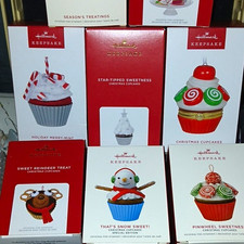 Hallmark Keepsake Christmas Cupcakes Cupcake Ornaments Lot Multicolor picture