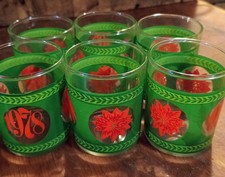 Vintage 1970's Christmas Poinsettia Votive Candle Holder Dated 1978 Lot Of 6 picture