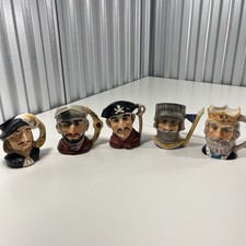 Vintage NASCO Stoneware Japan Character Jugs Toby Mugs Set Of 5 Hand Painted picture