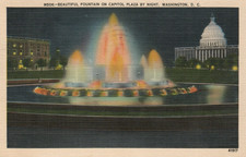 Vintage Postcard Beautiful Fountain On Capiton Plaza By Hight Washington DC picture
