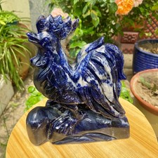 4.3LB Natural blue patterned stone carving rooster statue crystal Healing Stone picture