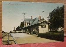 Ada Ohio Colorized Postcard c1910 Pennsylvania Railroad Depot picture