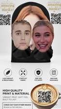 Justin & Hailey Bieber SeeThru Mesh Mask Set Celebrity Halloween CostumeCosplay picture