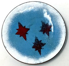 VTG Mid-Century Modern Enamel on Copper Atomic Starburst Trinket Dish Plate 4” picture