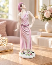 Vintage Retro Style 1920s Lady Figurine Pink Coalport Bone China Art Deco picture