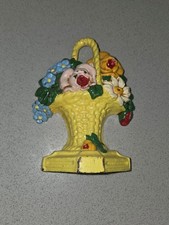 Vintage Hubley Cast Iron Doorstop Statue Flower Basket #8 Antique  picture