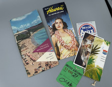 1952 UNITED AIR LINES Hawaii Stratocruiser Packet Menu Bag Tag Avis Vintage picture