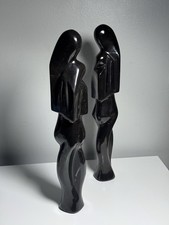 Vintage Black Onyx Abstract Female Sculptures PAIR – Mid Century Modern picture