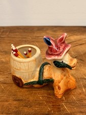 Vintage Donkey and Barrel Ceramic Toothpick Holder picture
