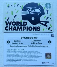 2 - STARBUCKS CARDS SEATTLE SEAHAWKS 'WORLD CHAMPIONS' 2026 #6351 BARCODE picture