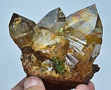 Amazing Natural Emerald Crystal inside & On Lustrous Tri Quartz Crystal 432 Gram picture