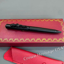 CARTIER Full Black Ballpoint Pen Panther Clip Luxury Writing Collectible picture