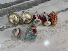 Lot of 7 Vintage Mercury Glass Christmas Ornaments House Pinecone Santa Germany picture