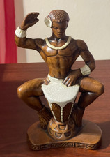 MCM Treasure Craft Hawaii 1959 Hula Bongo Drum Man Tiki Bar Figurine Statue Tag picture