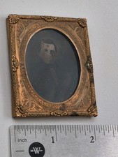 Antique 1850s Daguerreotype Gentleman Hand Tinted Creepy Victorian Portrait picture