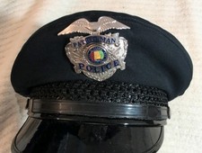 Vintage Alabama Police Patrolman Black Visor/Cap with Great Seal Badge size 7-7¼ picture