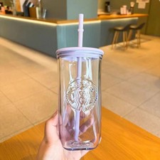 Starbucks Recycled Glass Triangle Bottom Cold Cup Tumbler, 16 Oz,Light purple picture