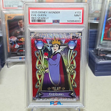 2025 Topps Disney Wonder Evil Queen Red Sparkle #172 4/5 PSA 9 picture
