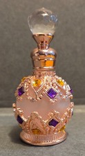 VANITY, PERFUME, & SHAVING-FANCY REFILLABLE GLASS PERFUME BOTTLE-PEACH COLOR-D picture