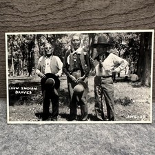 Crow Indian Braves Real Photo Postcard RPPC Native American Men Vintage picture