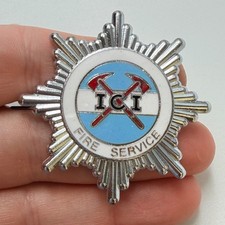 Obsolete Imperial Chemical Industries ICI Fire Service Cap Badge Hat Pin Vintage picture