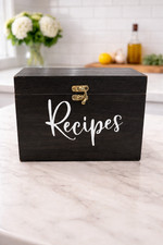 🍽️ Wooden Recipe Box Set with Cards, Dividers & Kitchen Conversion Chart picture